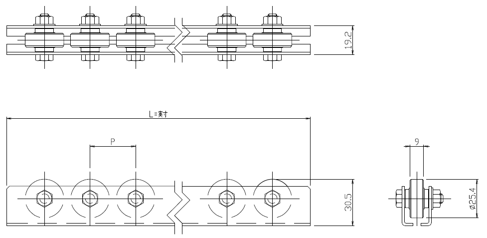 タイヨー 小径切削ホイールコンベヤ 20φX巾25mmXP35X機長2000mm ( TWM2025KLP352000L ) タイヨー 小径切削ホイールコンベヤ 20φX巾25mmXP35X機長2000mm